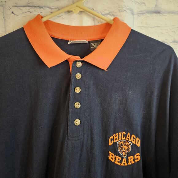 Vintage 90s Chicago Bears The Edge Polo Shirt Men Size XL Blue Short Sleeve - Picture 2 of 5